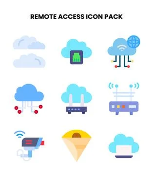 Remote Access Flat Bundle Icons Pack Stock Illustration
