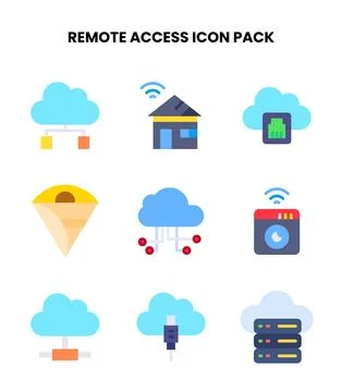 Remote Access Flat Design Icons Pack 스톡 일러스트