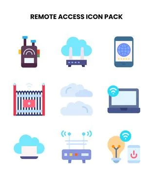 Remote Access Flat Icons Pack Stock Illustration