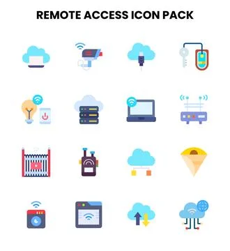 Remote Access Flat Vector Icons Pack Stockillustratie