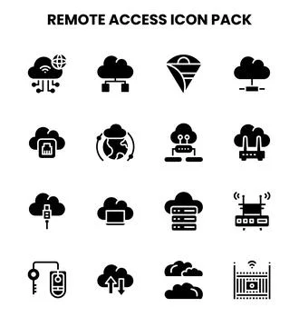 Remote Access Glyph Collection Icons Pack 스톡 일러스트