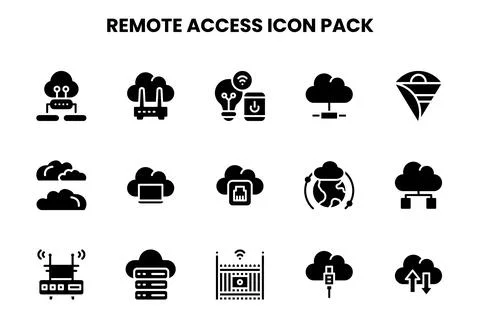 Remote Access Glyph Collection Icons Pack Stockillustratie