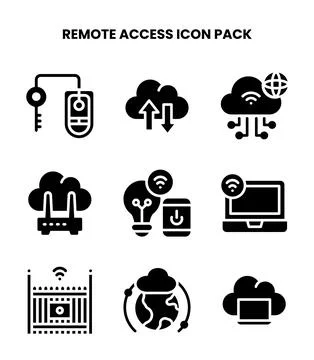 Remote Access Glyph Icons Pack Stockillustratie