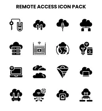 Remote Access Glyph Vector Icons Pack Stockillustratie