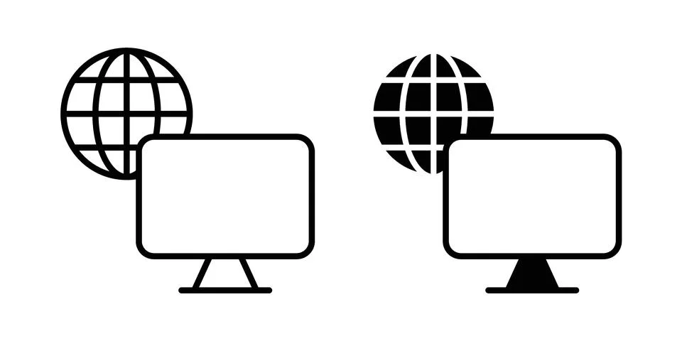 Remote Access icon linear versions pack on white background Stock Illustration