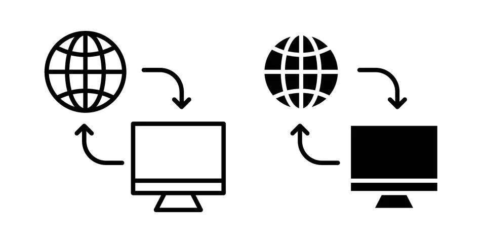 Remote Access icon set modern line and solid style collection. Stock Illustration