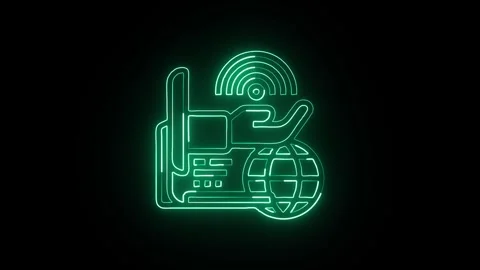 Remote Access Isolated on Black Background Neon Connectivity Animation Stock Footage 328106968