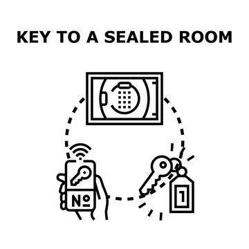 Remote access key to a secure room concept Stock Illustration