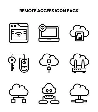 Remote Access Line Design Icons Pack Stockillustratie