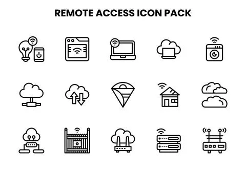 Remote Access Line Graphics Icons Pack Stock Illustration