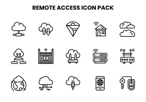 Remote Access Line Graphics Icons Pack Stock Illustration