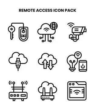 Remote Access Line Scalable Icons Pack Stock Illustration