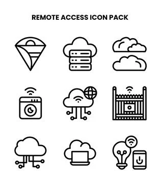 Remote Access Line UI Icons Pack Stock Illustration