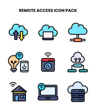 Remote Access Lineal Color Graphics Icons Pack Stockillustratie
