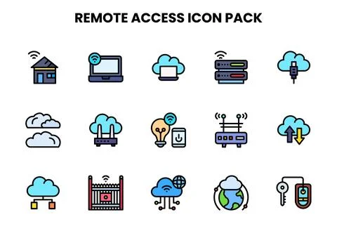 Remote Access Lineal Color UI Icons Pack Stock Illustration