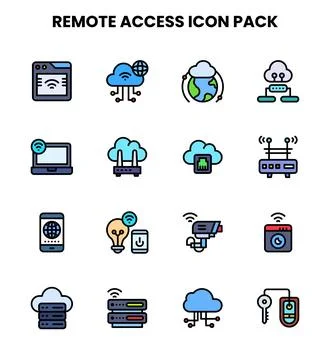 Remote Access Lineal Color Vector Icons Pack Stock Illustration