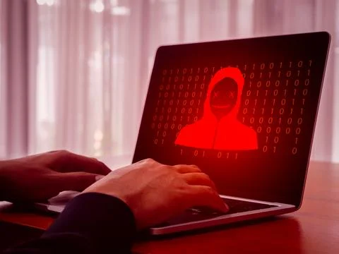 Remote access scam, hacker, digital online cyber crime concept. 스톡 사진