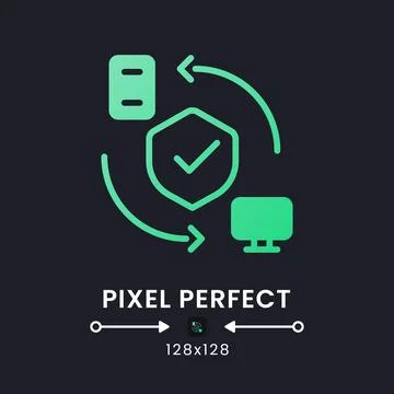 Remote access security green solid gradient desktop icon on black Stock Illustration