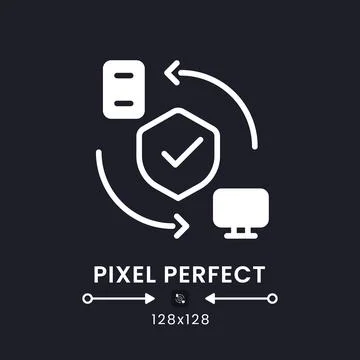 Remote access security white solid desktop icon Stock Illustration