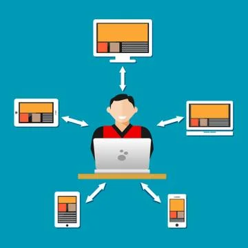 Remote access, syncing with other devices concept Stock Illustration