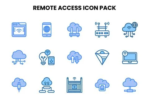 Remote Access Two Colour Bundle Icons Pack Stock Illustration