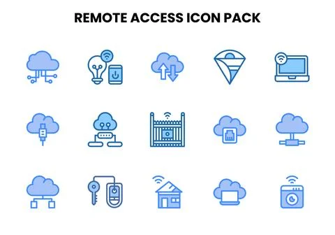 Remote Access Two Colour Design Icons Pack Stock Illustration
