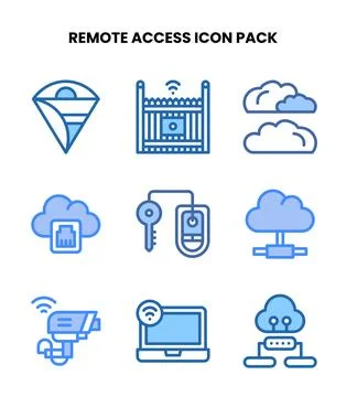 Remote Access Two Colour Icons Pack Stockillustratie