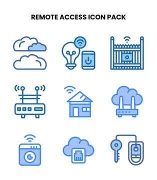 Remote Access Two Colour Scalable Icons Pack Stock Illustration
