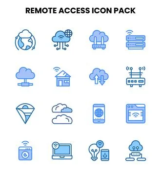 Remote Access Two Colour SVG Icons Pack イラスト素材