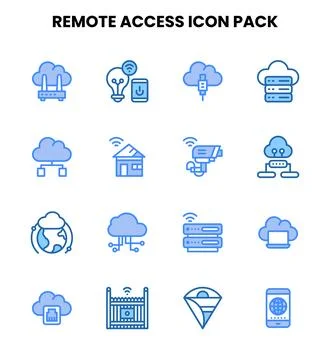 Remote Access Two Colour UI Icons Pack Stock Illustration