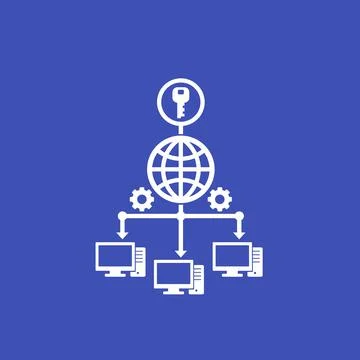 Remote access via web icon Illustrazione stock