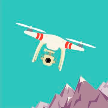 Remote aerial drone with a camera taking photography or video recording . lan Stock Illustration