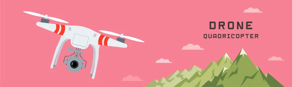 Remote aerial drone with a camera taking photography or video recording . lan Stock Illustration