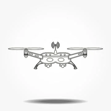 Remote aerial drone with a camera taking photography or video recording . Vec Stock Illustration