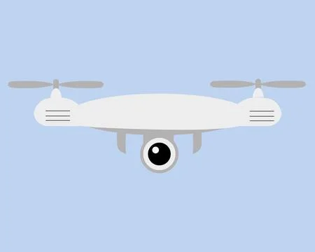 Remote aerial drone with a camera taking photography or video recording . Stock Illustration