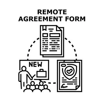Remote agreement form signing and business collaboration concept Stock Illustration