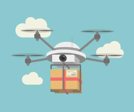 Remote air drone with a box Stock Illustration