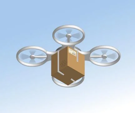 Remote air drone with a box Stock Illustration