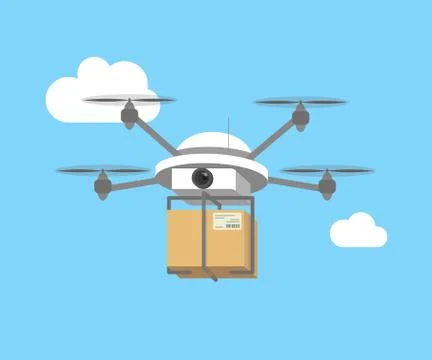 Remote air drone with a box Illustrazione stock