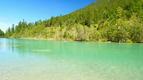 Remote Alpine Setting at Little Plansee Lake in Tyrol  Experience Natural Bea Stock Footage 308647442