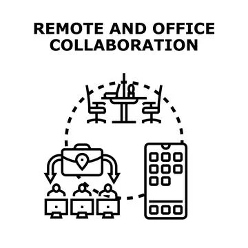 Remote and office collaboration managing hybrid work 스톡 일러스트