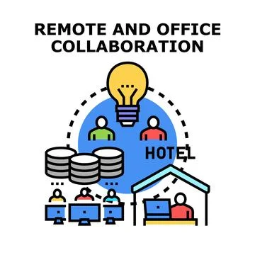 Remote and office collaboration team working digitally Stock Illustration