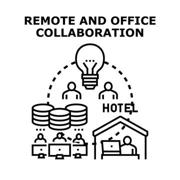 Remote and office collaboration team working digitally Stock Illustration
