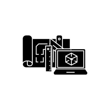 Remote Architect Workspace Icon with Laptop Ilustración de archivo