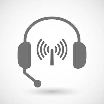 Remote assistance headset icon with  an antenna イラスト素材