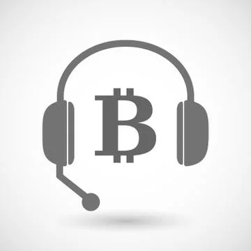 Remote assistance headset icon with  a bit coin sign Stock Illustration