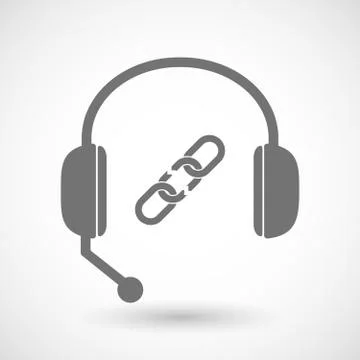 Remote assistance headset icon with  a broken chain Stock Illustration