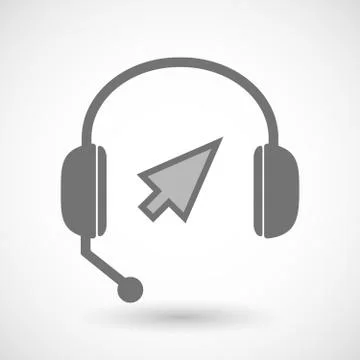 Remote assistance headset icon with  a cursor 스톡 일러스트