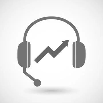 Remote assistance headset icon with  a graph Illustrazione stock