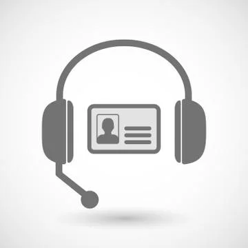 Remote assistance headset icon with  an id card Stock Illustration
